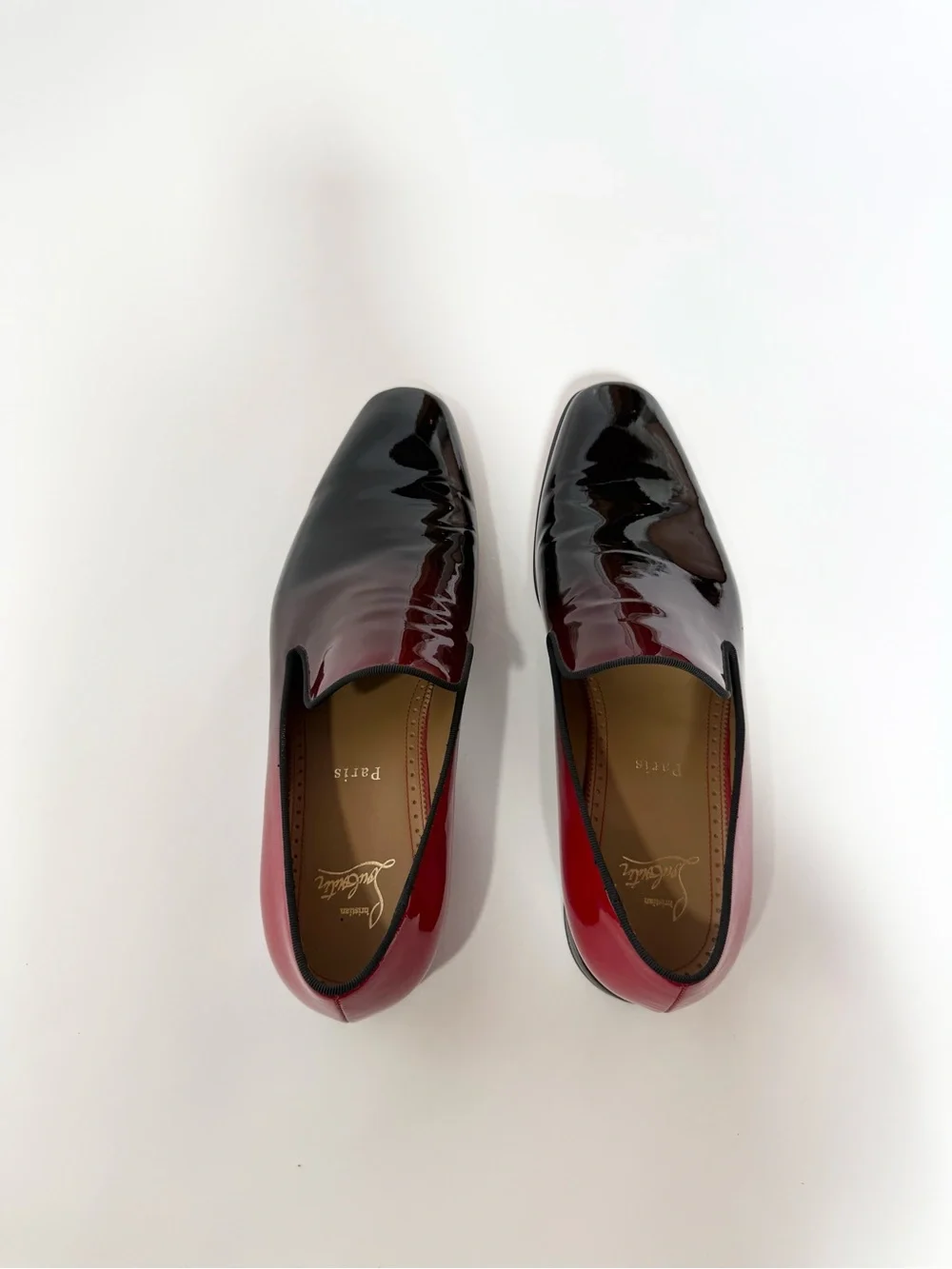 Christian Louboutin Men's Two-Tone ombré Patent Leather Loafers in Red and Black